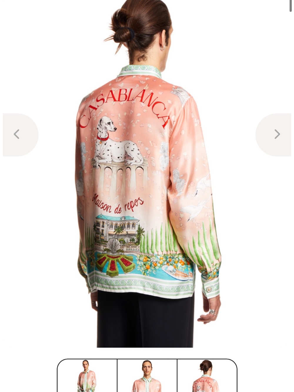 Casablanca Peach Scenic Silk Button-Up Shirt - Picture 4 of 5